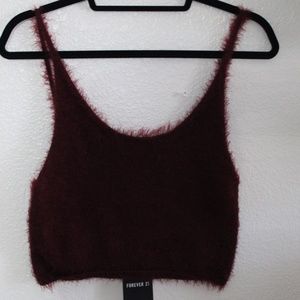 Maroon Fuzzy Crop Top